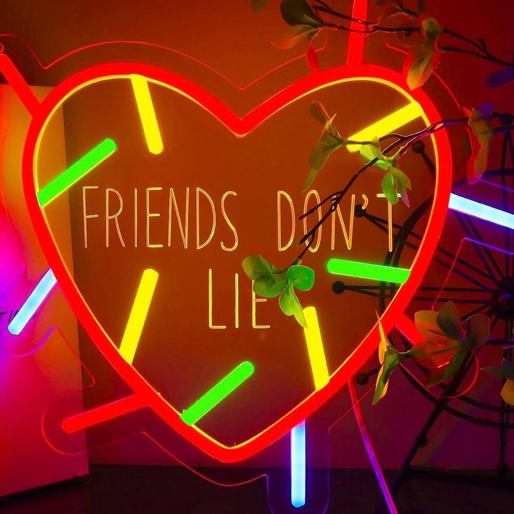 Friends Don’t Lie Neon Sign Heart Night Light Room Wall Decor